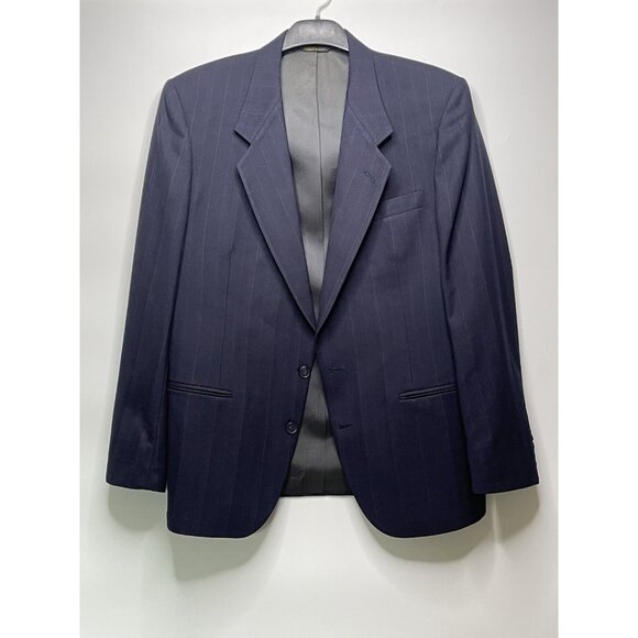 Man in Wool Navy Blue Pin Striped Blazer Pure Wool 44 - Picture 1 of 7